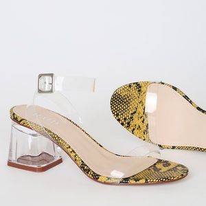 🌟🖤🌟 RAID - 'Dizzy Clear' Yellow Snakeskin Heels